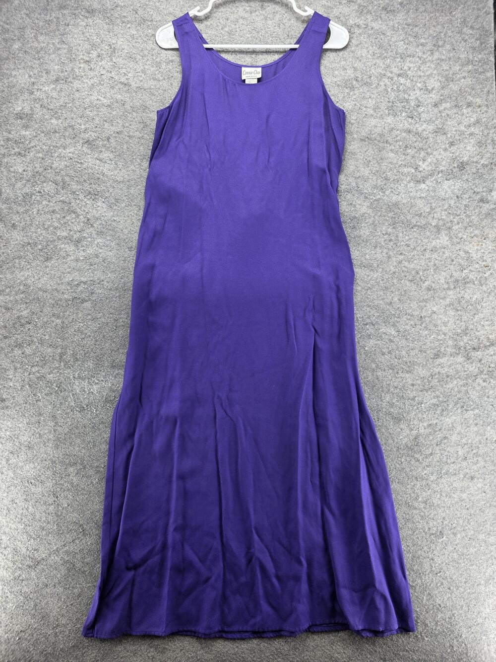 Connie Choi Dress Womens Small Purple Sleeveless Tie Back Maxi Made USA Rayon